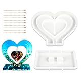Silicone Heart Photo Frame Resin Molds Handmade Mold with 10 Gold Bead Chains Large Ornament Picture Frame Silicone Mold for Home Decoration Engagement Wedding Birthday Gifts