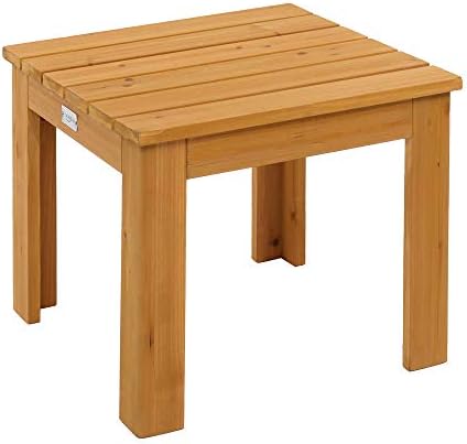 VINGLI Outdoor Adirondack Side Table W/Natural Finished, 18" Square Thick Wooden Coffee Table Top, Stable Large Weight Capacity Conversation End Table for Patio Backyard, Garden, Poolside and Balcony