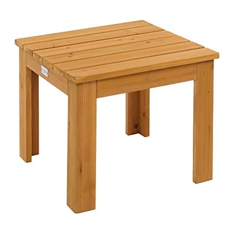 VINGLI Outdoor Adirondack Side Table with Natural Finish Cover