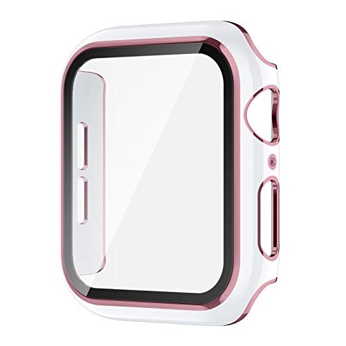 Image of Adepoy Case with Tempered Glass Screen Protector, Compatible with Apple Watch Series 3 /2 /1 38mm, All-Around Ultra-Thin Bumper Full Cover Hard PC Protective Case for iWatch Accessories