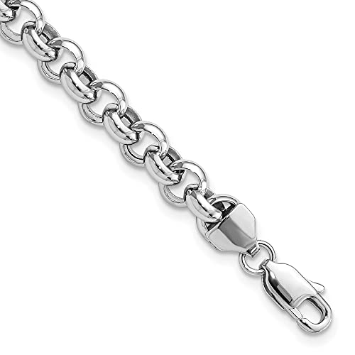 14K White Gold 7.5In 6.25Mm Polished Fancy Rolo Link Bracelet 7.5In 6.25Mm Style Sf404-7.5 #TOP22