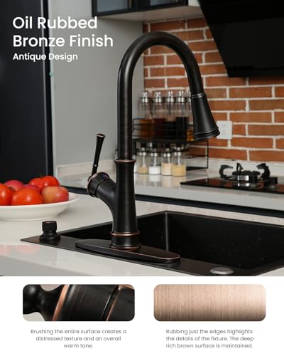 Appaso AP-K133-ORB Bronze Kitchen Faucet With Pull Down Sprayer, Oil Rubbed Bronze Single-Handle High Arc Single Hole Pull Out Kitchen Sink Faucets thumb #5