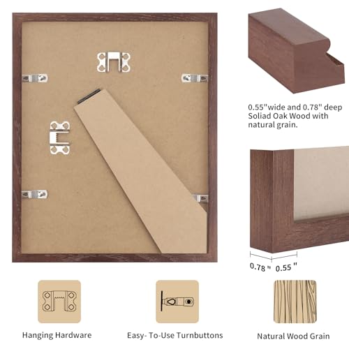 puthiac Walnut Wood Picture Frame, 8x10 inches, 1 Pack, Natural Solid Wooden Frame for Wall Art Photo and Prints
