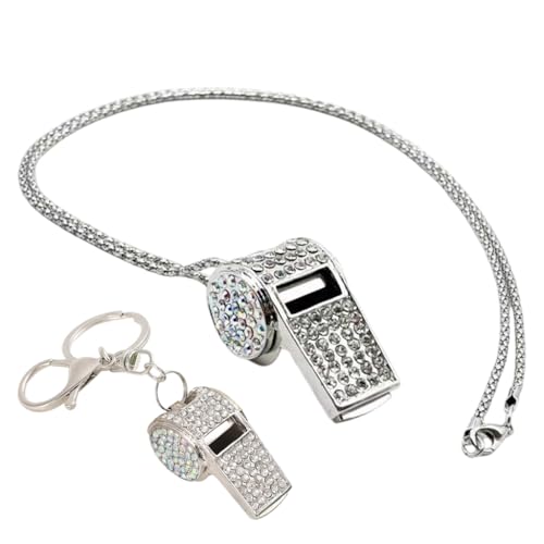 Stylish Zinc Alloy Whistle Keychain and Necklace Jewelry Set 6 Color Optional