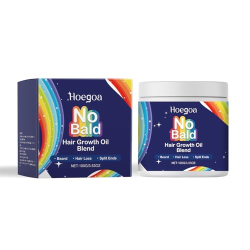 Hoegoa No Bald Hair Growth Oil Blend with Coconut Oil and Shea Butter for Beard Hair Loss and Split Ends 3.53 oz