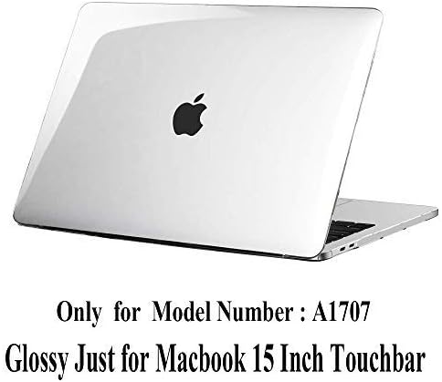Clear Macbook Pro 15 Inch Case with Touchbar (A1990/A1707) ,Transparent See Through Cover Crystal Clear,Anti-Scratch Glossy Hard Plastic Protective Case Cover for MacBook Pro15 Inch A1707/A1990