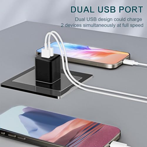 Image of USB Wall Charger, Charger Block,Dual Port USB Cube Chargers,Power Adapter Charging Plug Box Brick for iPhone 14 /13 /12 /11 /Pro Max /SE /XS /XR /X,Android Phones, and More (Black*6)