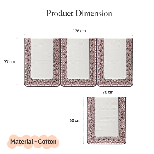 Image of Kuber Industries 5 Seater Sofa Cover | Slipcover for Living Room | Thick & Cozy | Non-Slip Comfort Sofa Cover Set | Paradise Diamond 1372 - Cream & Purple