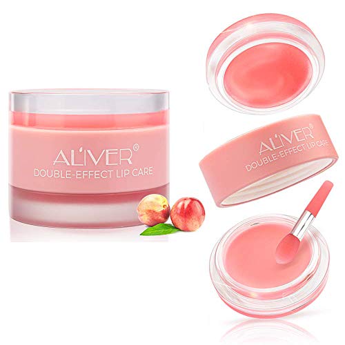 Lips Scrub Lip Balm, Lip Sleeping Care Sugar Gentle Exfoliation, Lip Moisturizer & Conditioner for Restore, Hydrate & Plump Dry, Chapped Lips, Peeling Lips (Peach, 0.8+0.8 Fl.oz)