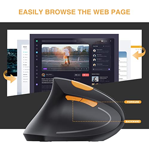 Protoarc Left Handed Bluetooth Mouse, Em13 Wireless Ergonomic Vertical Mouse Rechargeable Left Hand Mice With 3 Adjustable Dpi, 3 Device Connection, Compatible For Pc, Ipad, Macos, Windows-Black #TOP5