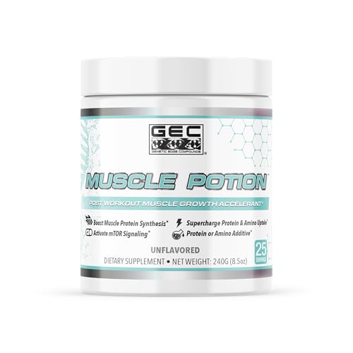 GEC Muscle Potion Creatine Monohydrate Powder (25 Servings) Post Workout Muscle Growth Supplement with 5000mg Creatine 2500mg L-Leucine & 2000mg Velositol Unflavored Muscle Recovery & Strength