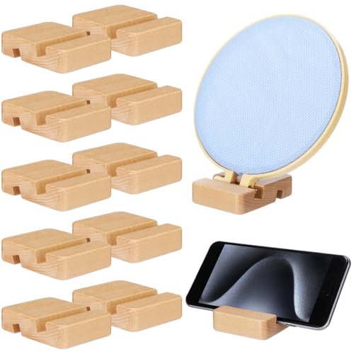 Image of Cinnvoice 10 Pcs Embroidery Hoop Display Embroidery Hoop Wooden Base Holder Embroidery Cross Stitch Stand Decor Embroidery Frames Display Stand for Embroidery Cross Stitch Hoop Accessories Decor