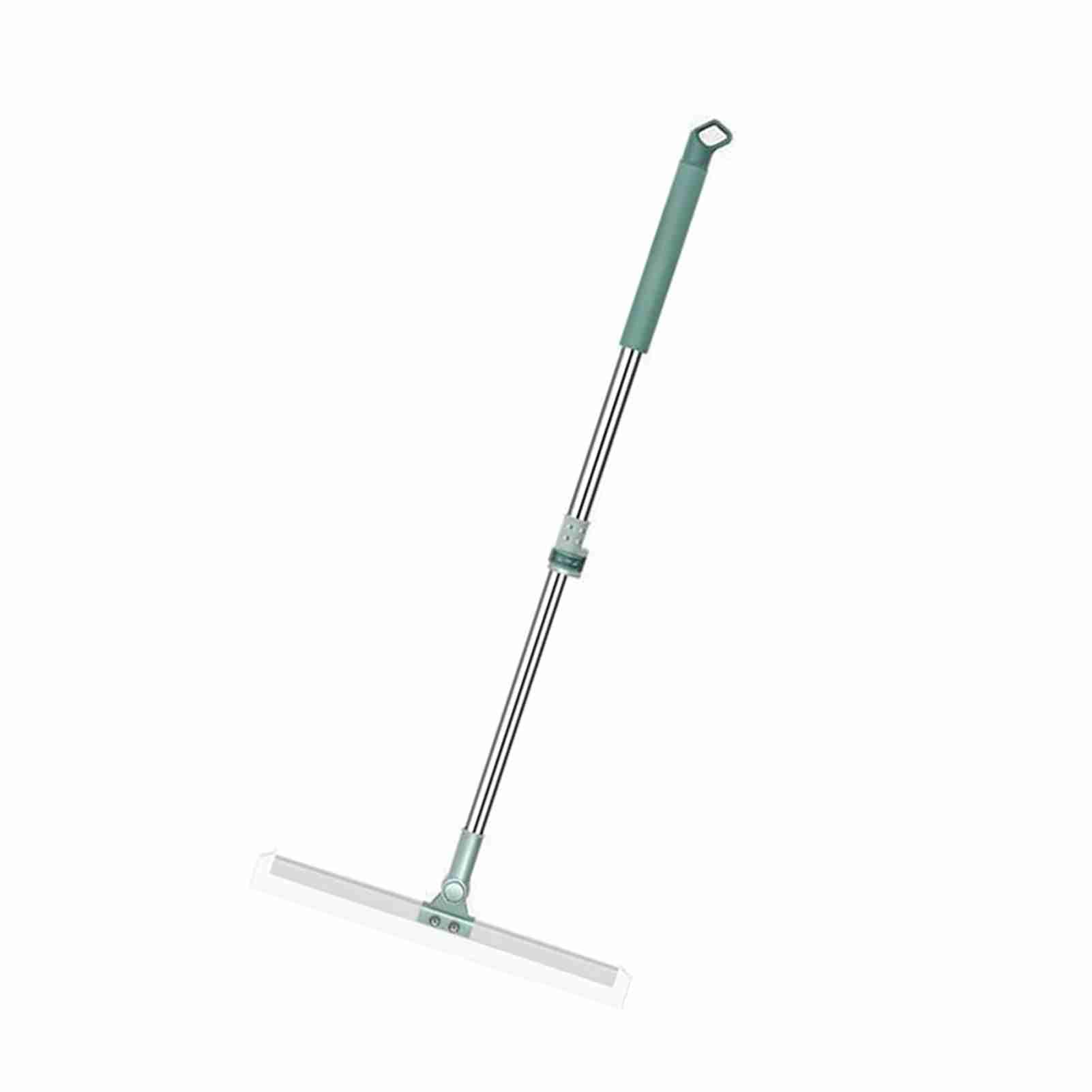Floor Squeegee Scrubber with Telescopic Pole, Adjustable Silicone Vane/Wing Water Broom for Tile Marble (52cm)
