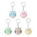 Ximimark 5pcs PVC Owl Keychain Cute Cartoon Animal Bag Key Chain Keyring Ornament Bag Purse Charm Accessories