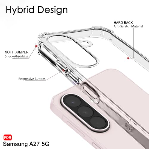 Image of TheGiftKart Crystal Clear Back Cover Case for Samsung Galaxy A27 5G | 360 Degree Protection | Shock Proof Design | Transparent Back Cover Case for Samsung Galaxy A27 5G (PC & TPU, Transparent Bumper)