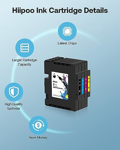 Hiipoo SG500 SG1000 Sublimation Ink Cartridge Compatible for Sawgrass Virtuoso SG500 SG1000 Printer, Latest Upgraded Chip No AB Serial Number(4-Pack, 1 Black, 1 Cyan, 1 Magenta, 1 Yellow)