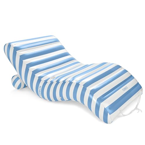 FUNBOY Giant Inflatable Luxury Blue & White Cabana Striped Chaise