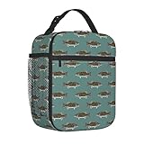Pesca Pescado Lubina Boca Pequeña Lago Azul Grandes Lagos Arte Fiambrera Bolsa de Almacenamiento Impermeable Organizador para Hombres Mujeres Preparación de Comidas, Contenedor de Comestibles Portát