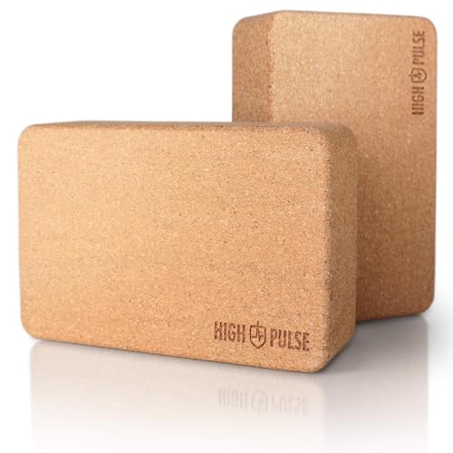 High Pulse® Yoga Block 2er Set (Kork) – Hochwertige Yogablöcke aus 100%...