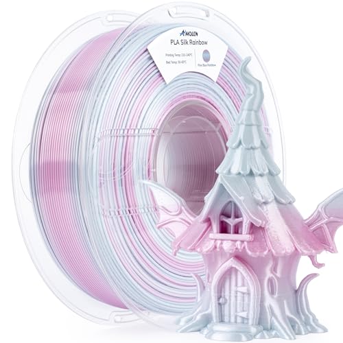 AMOLEN Silk PLA 3D Printer Filament, Shiny Multicolor Rainbow PLA Filament 1.75mm, Gradient Color Change PLA 3D Printing