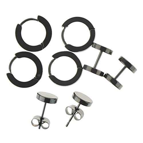 gazechimp 4 Pares Estilo Misto Preto Pequeno Aro Brincos De Argola Para Mulheres Homens Jóias