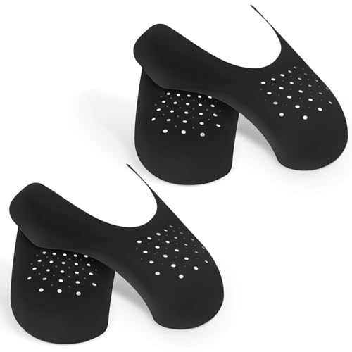 NEPAK 2 Pairs Crease Protectors for Air Force 1 Against Toe Box Shoe Creases Sneaker Shoes Protectors Womens UK Size 3-6.5 (Black)