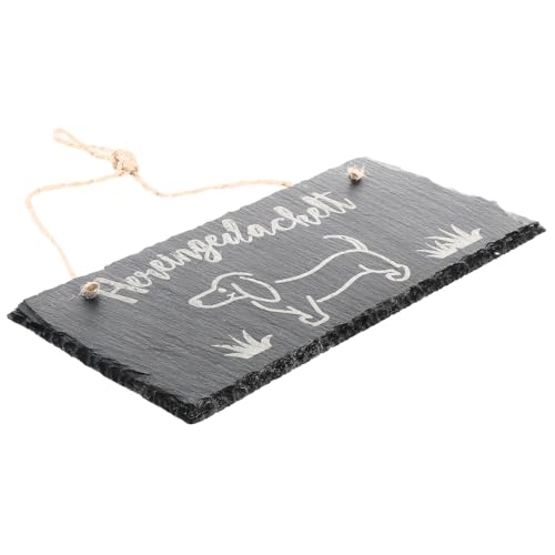 Spruchreif | Wetterfestes Schieferschild mit Gravur „Hereingedackelt“ | Türschild aus Schiefer mit Kordel | Willkommensschild für Hundebesitzer & Geschenkidee für Dackel-Liebhaber