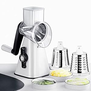 Supercenter Rotary Cheese Grater,3 in 1 Multi-functional Mandoline Vegetable Shredder,Slicer, 3 Drum Blades in Set