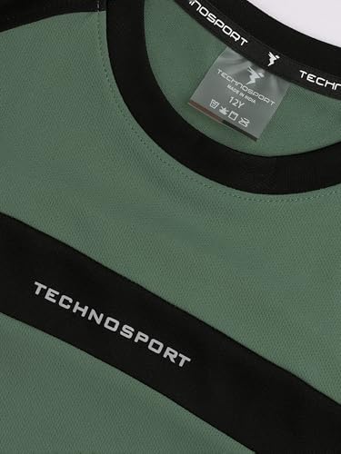 Image of TECHNOSPORT Boy's Polyester Slim Fit Crew Neck Half Sleeve T-Shirt with Technocool+, Anti Microbial Propeties for Sports and Regular Use