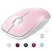 FD Wireless Mouse, V8 2.4G Optical Silent Cordless Mouse with USB Receiver and User Manual, Slim Portable Travel Computer Mice for Laptop Desktop PC MacBook Chromebook, Pink