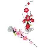 CANIGHT Pflaumenblütenpflanzen als Tellerdekoration für Sushi und Dessert Künstliche Pflanzen aus Stabilem Material Geeignet für Konditoreien und Japanische Partys