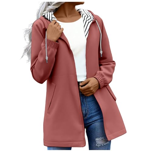 KOG Regenjacke für Damen Wasserdicht Übergangsjacke Casual Herbstjacke Jacke Einfarbig Bekleidung Frau Regenponcho Oversize Trainingsjacke Atmungsaktiv Sport Jacke...