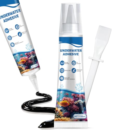WEILAOK Acuario Bajo el Agua Pegamento Resistente Al Agua, Pegamentos para Acuarios, pegamento Submarino, Silicona acuario, pegamentos Sellante para Pecera, Paisaje Acuático, Negro 150ml