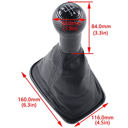Xtremeamazing 5 Speed Gear Shift Knob Stick Shifter Lever Head With Gaitor Boot Cover Pu Leather For Golf Bora Jetta Mk4 Gti R32 1999-2005 #TOP1