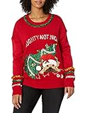 Blizzard Bay Women's Bah Hum Pug Ugly Christmas Sweater with Fuzzy Hat and 3D Bow