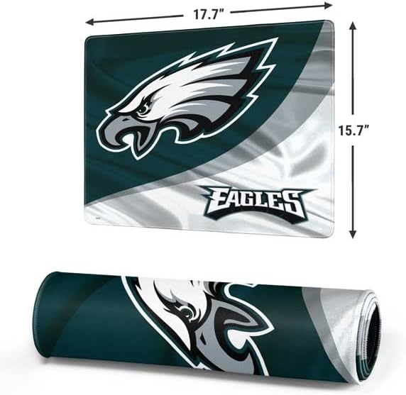 Skinit Medium Gaming Mouse Pad - Officially Licensed Philadelphia Eagles Design with Stitched Edges, Waterproof, Non-Slip Rubber Base, Desk Mat for Keyboard & Mouse, 17.7" x 15.75" inches