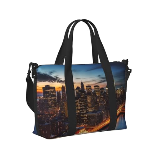 Travel Duffel Bag for Women, Large Shoulder Weekender Overnight Bag, Sport Gym Bag for Men, Carry On Tote Bags, New York City Scenery Luggage Bag for Travel Essentials2