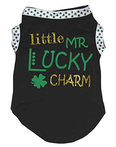 Petitebella Little Mr Lucky Charm Puppy Dog Shirt (Black, Medium)