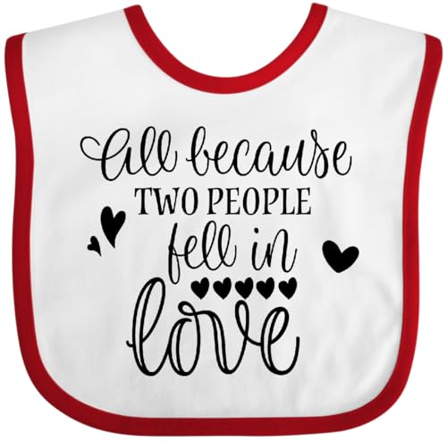 inktastic All Because 2 People Fell in Love Baby Bib White and Red 48035