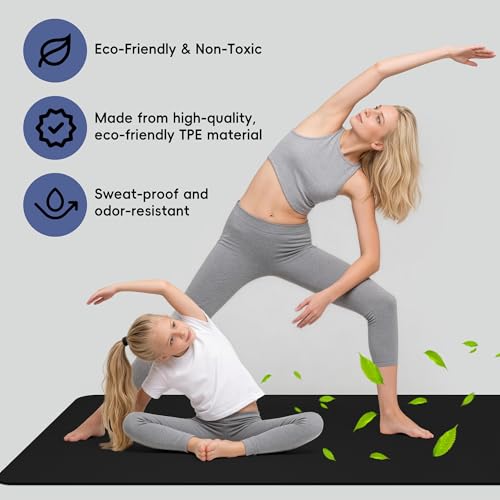 Extra Wide Yoga Mat 72"x 32" - Non Slip TPE Exercise Mat for Home Workout, 6mm High-Density Large Yoga Mat for Men & Women, Eco Friendly Pilates & Fitness Floor Mat with Carry Strap - Image 7