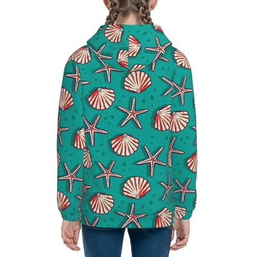 Starfish and Shell Kids Pullover Hoodies Boys Sweatshirts Girls Athletic Clothes with Pocket4