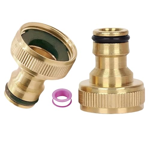 3/4 Zoll Gartenschlauch Schnellverbinder, Innengewinde Wasserhahn Adapter, Messing Gartenschlauch Wasserhahn Adapter, verwendet für Gartenschläuche, Bewässerungssysteme, Wasserhahn Adapter (2pcs)