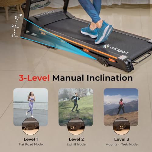 Image of Fitkit by Cult FT100M 4.5 HP Peak (Max Weight: 110Kg, Manual Incline) Treadmill for Home Use &1 Year Warranty