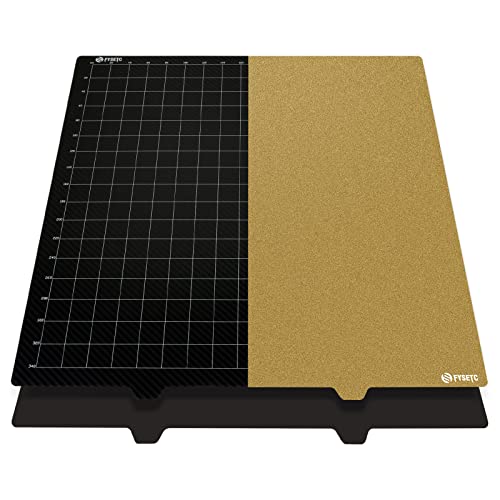 FYSETC Ender 5 Plus Build Plate Smooth PET - Textured PEI Sheet Dual Side Flexible Spring Steel Platform with Magentic Base 377x370mm/14.84x14.56inch 3D Printing Hotbed Cover Part