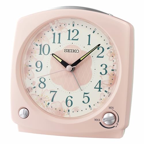 Seiko QHP012PLH Pink Non-Ticking Alarm Clock 4.7x5