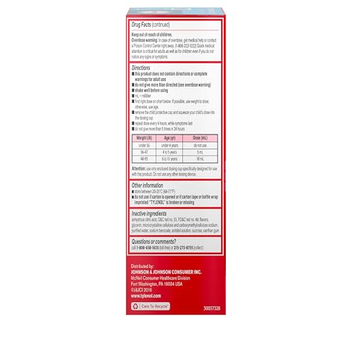 Image of Children's Tylenol Cold, Cough & Sore Throat, Acetaminophen, 4 fl. oz