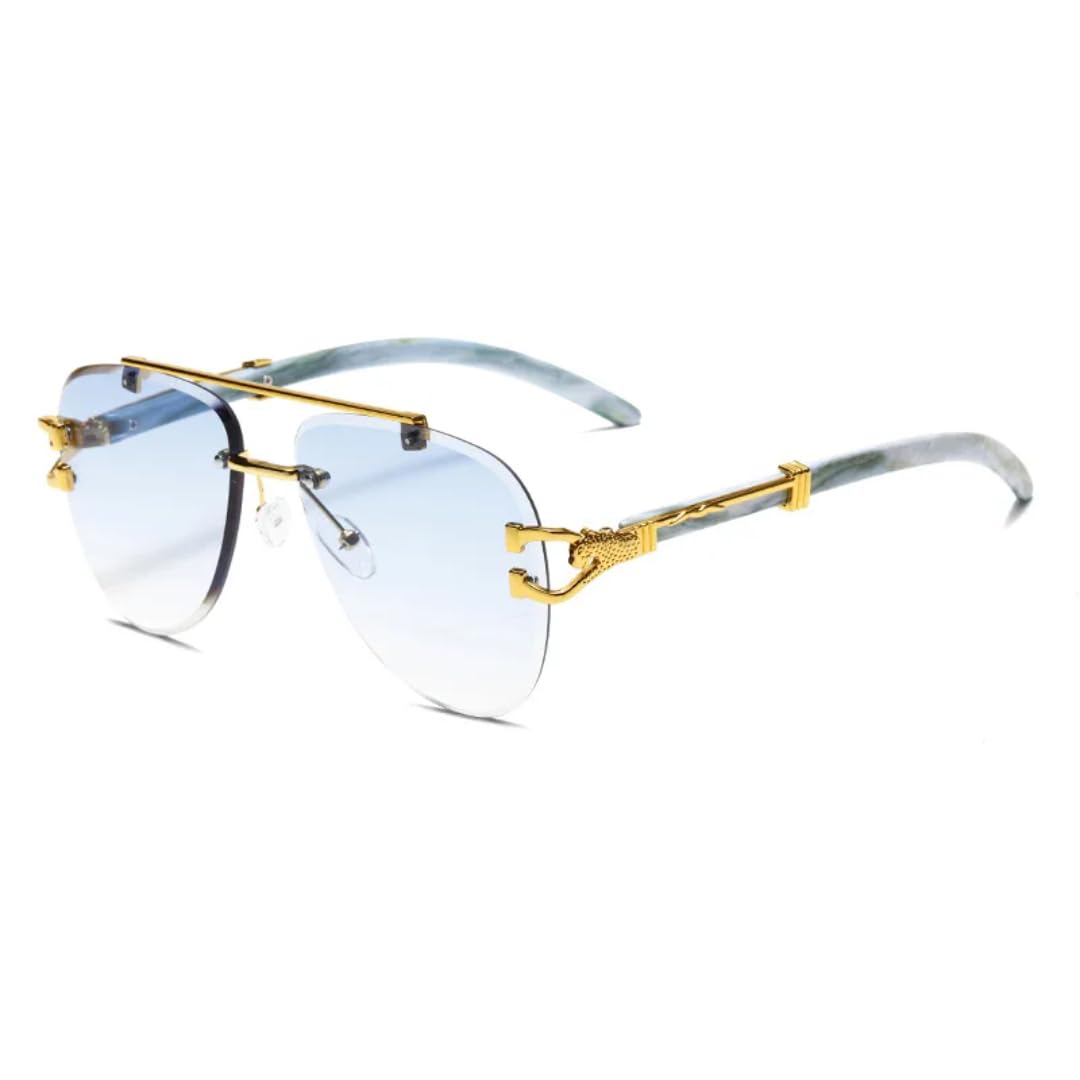 Lunettes de soleil de luxe double monture dorée chic - 8