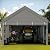 JY QAQA Carport, 10x20 FT Heavy Duty Carport with Removable Side Walls and Doors, Portable Garage with Roll-Up Window and Sandbags, Car Canopy with All-Season Tarp for Cars, Trucks, Boats, Grey