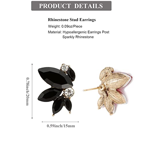 Black Crystal Stud Earrings Small Rhinestone Cluster Earrings Cute Sparkly Earrings For Women Girls Wedding Prom Party #TOP5