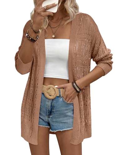 Zeagoo Womens 2026 Summer Crochet Cardigan Sweaters Lightweight Long Sleeve